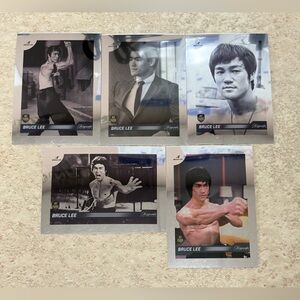 All 5 Bruce Lee Dragon 2024 Silver Chrome Refractor MMA Movie Cards BV $50